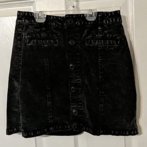 Black denim button up skirt